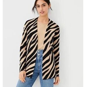 Ann Taylor Sweater Size SP Animal Print Long Sleeve Open Front Cardigan